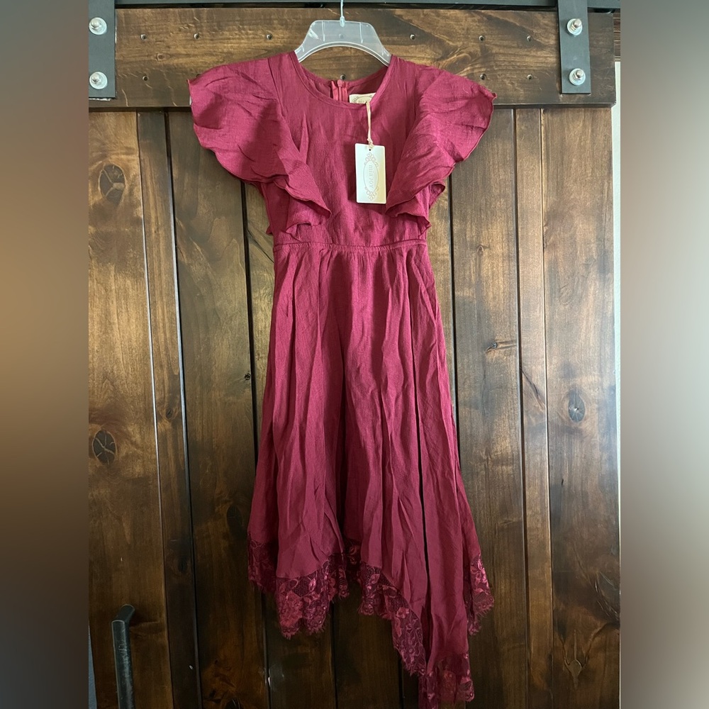 Joyfolie Burgundy Ruffle Kids Dress